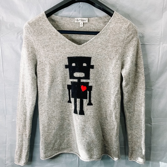 Neiman Marcus Cashmere Robot Sweater - Picture 1 of 4